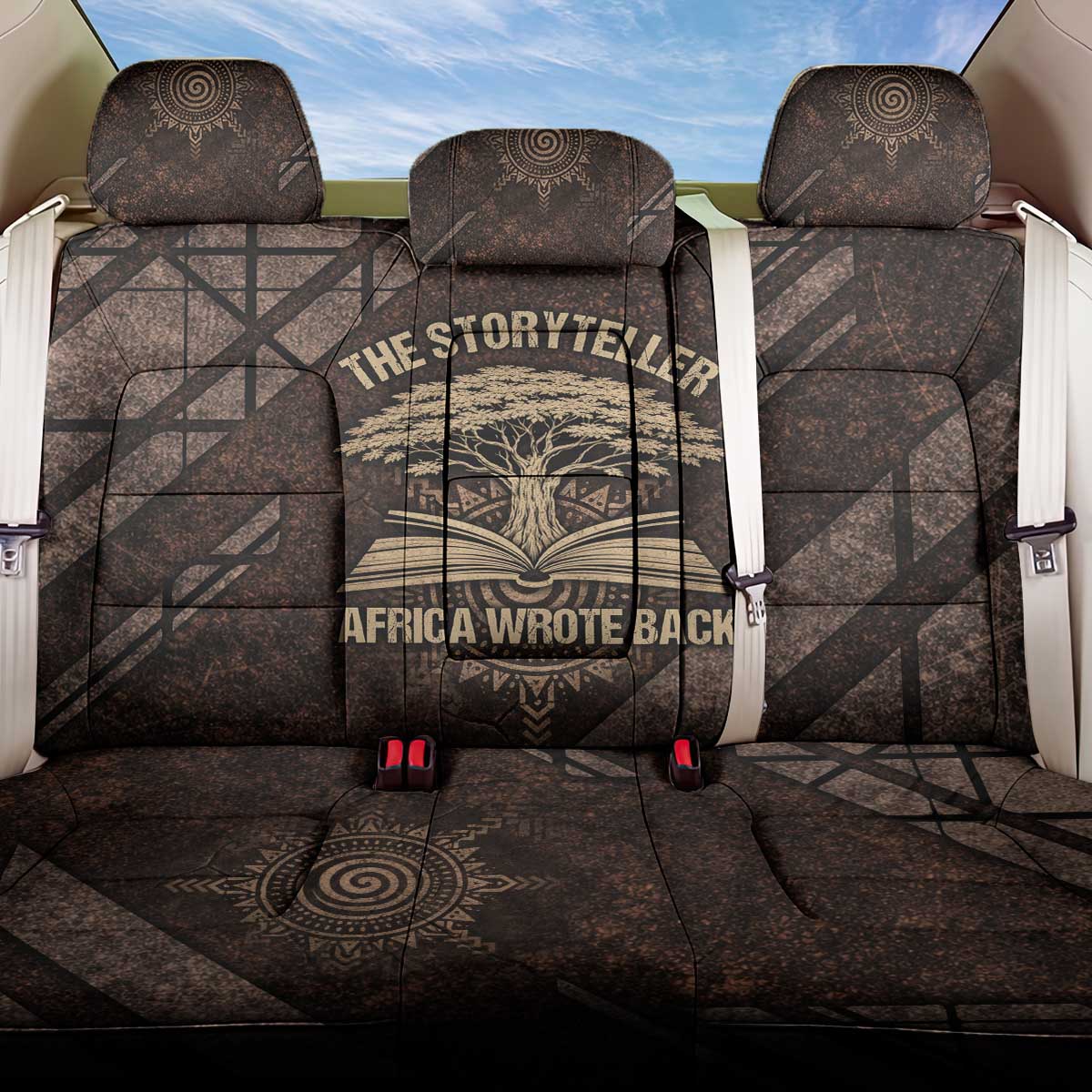 Chinua Achebe Back Car Seat Cover with Tribal Symbol Design, The Storyteller Quote and Africa Wrote Back - African Pride