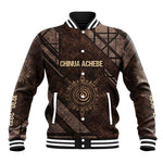 Chinua Achebe Baseball Jacket with Tribal Symbol Design, The Storyteller Quote and Africa Wrote Back - African Pride