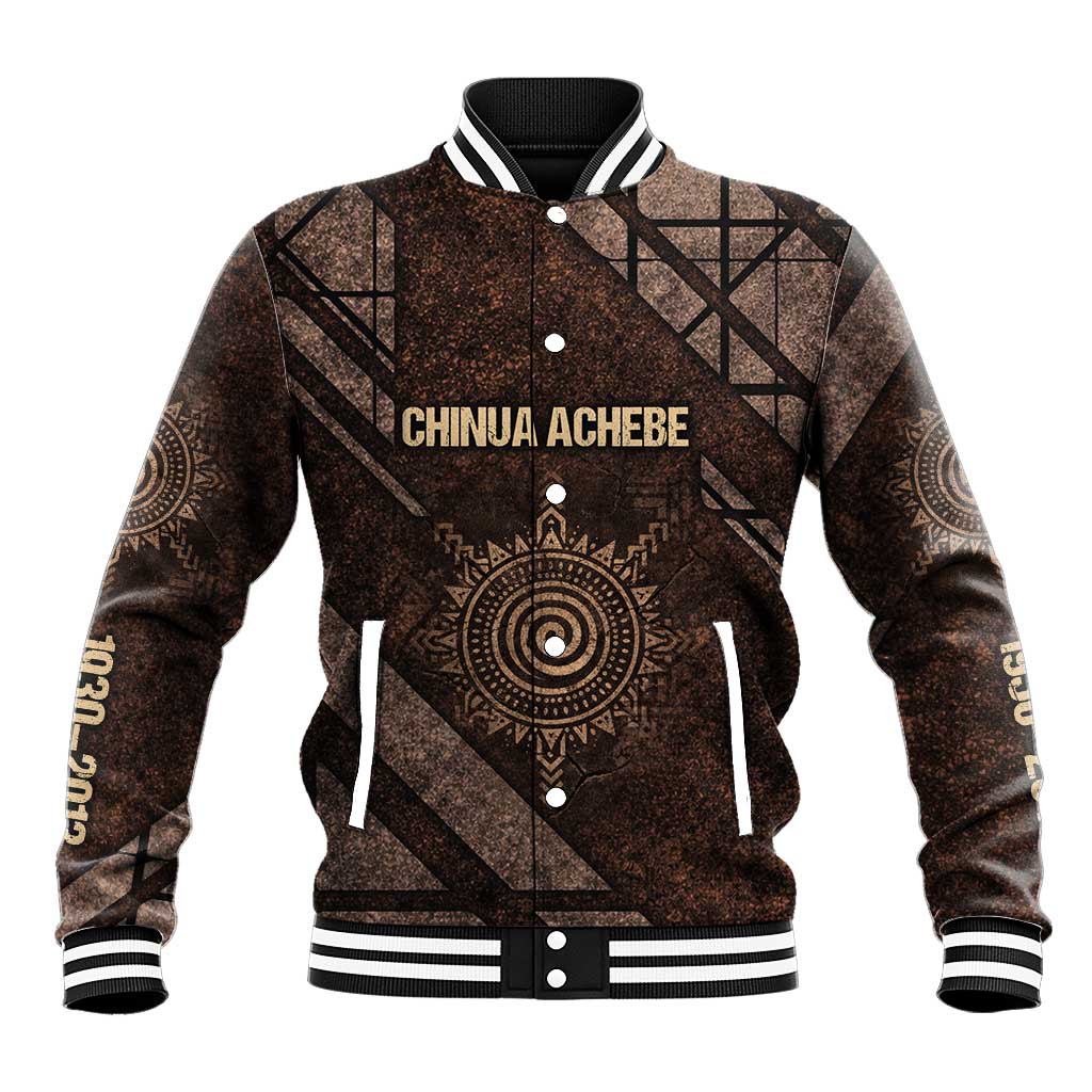 Chinua Achebe Baseball Jacket with Tribal Symbol Design, The Storyteller Quote and Africa Wrote Back - African Pride