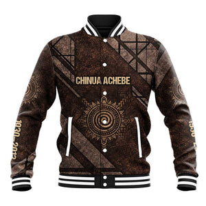 Chinua Achebe Baseball Jacket with Tribal Symbol Design, The Storyteller Quote and Africa Wrote Back - African Pride
