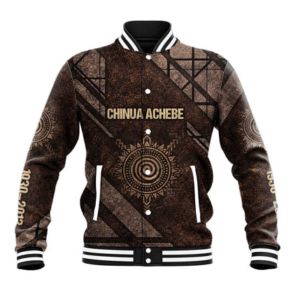Chinua Achebe Baseball Jacket with Tribal Symbol Design, The Storyteller Quote and Africa Wrote Back - African Pride