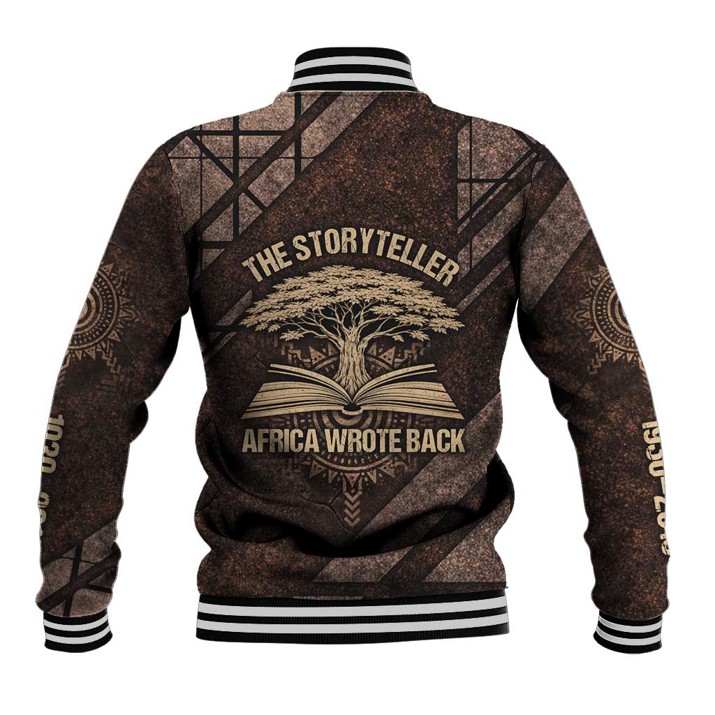 Chinua Achebe Baseball Jacket with Tribal Symbol Design, The Storyteller Quote and Africa Wrote Back - African Pride