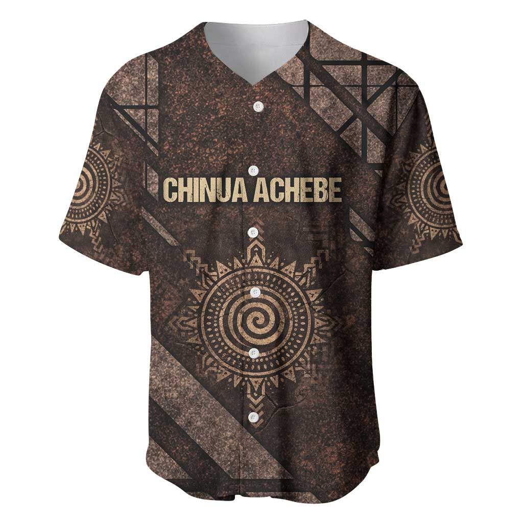 Chinua Achebe Baseball Jersey with Tribal Symbol Design, The Storyteller Quote and Africa Wrote Back - African Pride