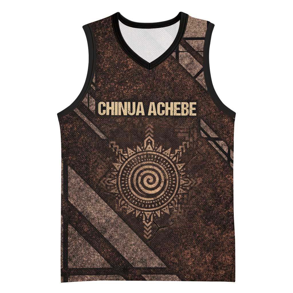 Chinua Achebe Basketball Jersey with Tribal Symbol Design, The Storyteller Quote and Africa Wrote Back - African Pride