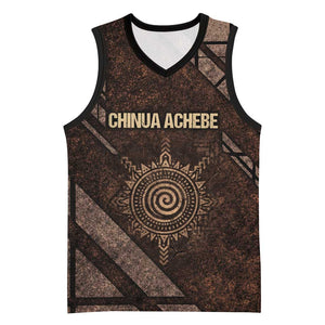 Chinua Achebe Basketball Jersey with Tribal Symbol Design, The Storyteller Quote and Africa Wrote Back - African Pride