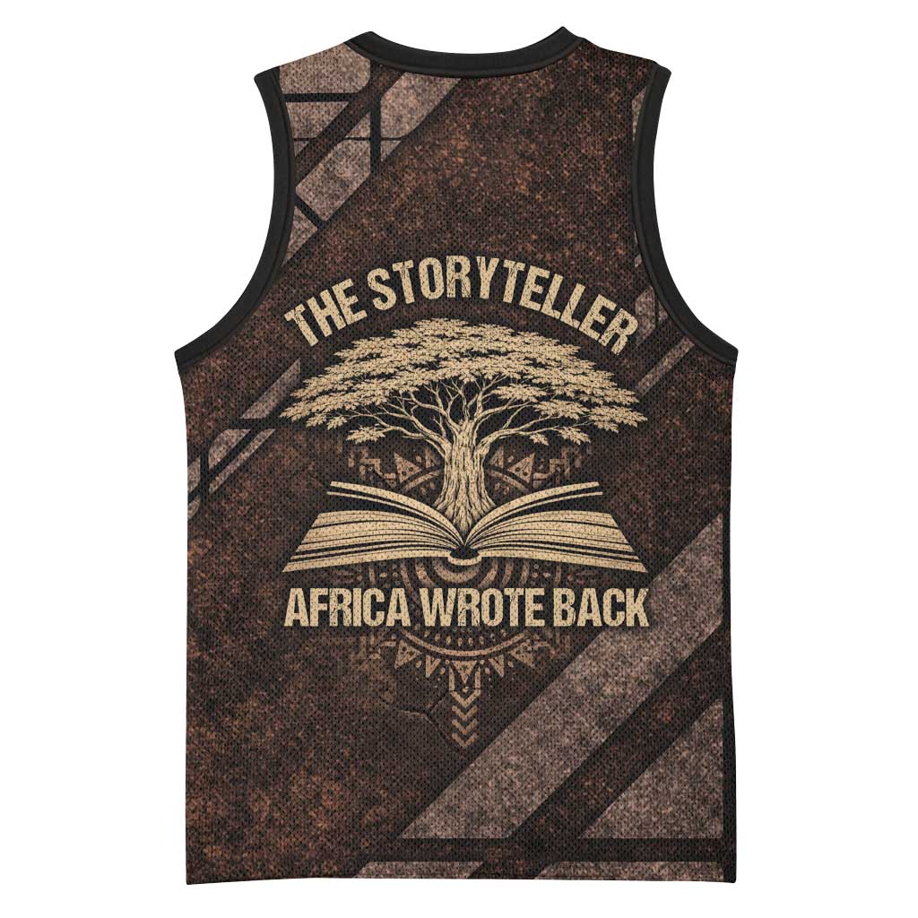 Chinua Achebe Basketball Jersey with Tribal Symbol Design, The Storyteller Quote and Africa Wrote Back - African Pride