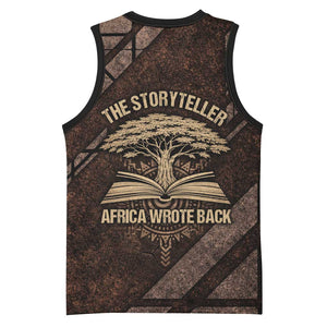 Chinua Achebe Basketball Jersey with Tribal Symbol Design, The Storyteller Quote and Africa Wrote Back - African Pride