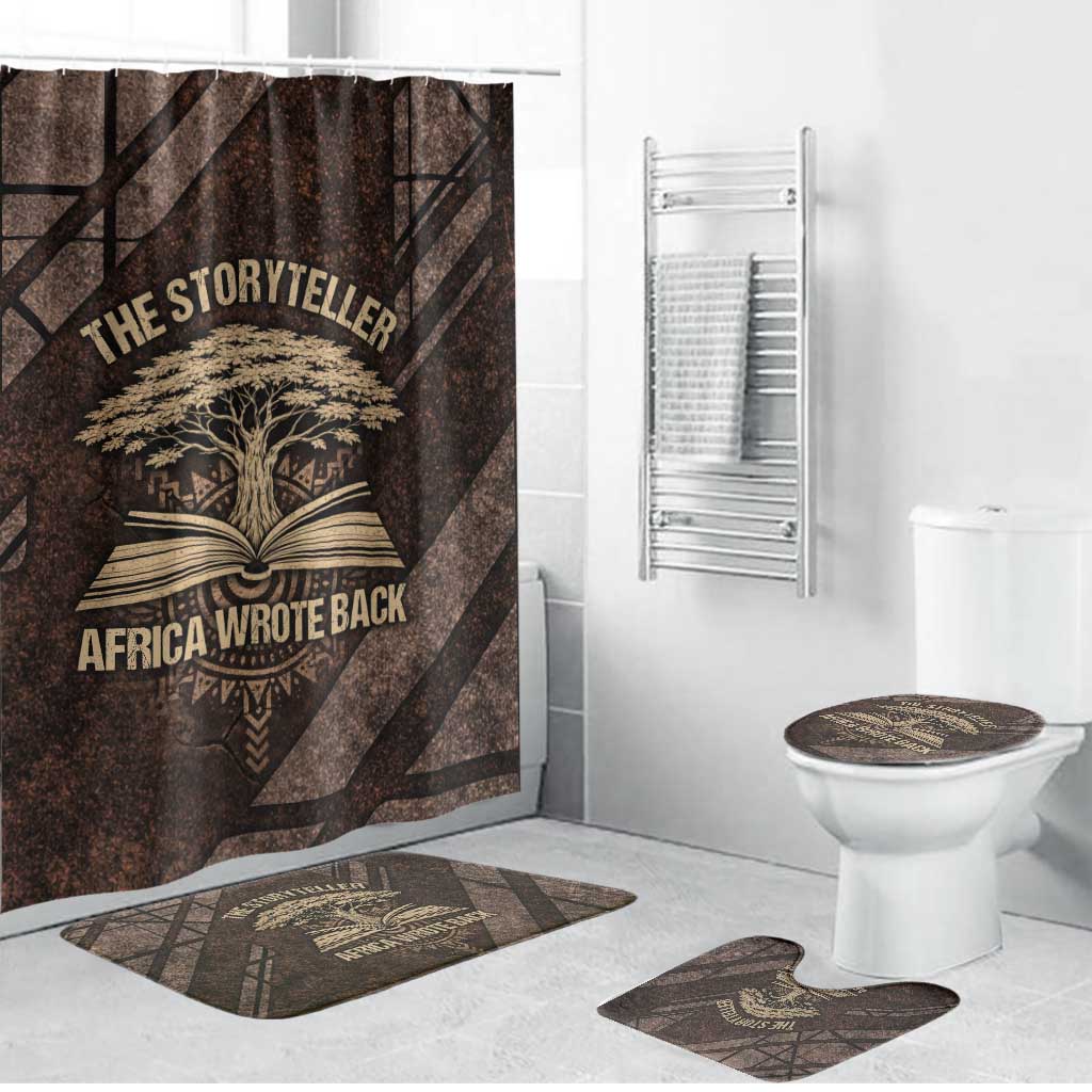 Chinua Achebe Bathroom Set with Tribal Symbol Design, The Storyteller Quote and Africa Wrote Back - African Pride