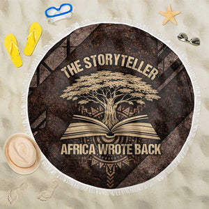 Chinua Achebe Beach Blanket with Tribal Symbol Design, The Storyteller Quote and Africa Wrote Back - African Pride