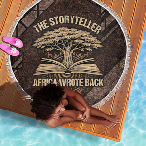 Chinua Achebe Beach Blanket with Tribal Symbol Design, The Storyteller Quote and Africa Wrote Back - African Pride