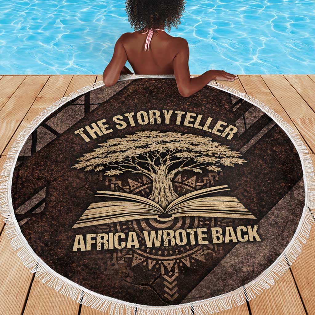 Chinua Achebe Beach Blanket with Tribal Symbol Design, The Storyteller Quote and Africa Wrote Back - African Pride