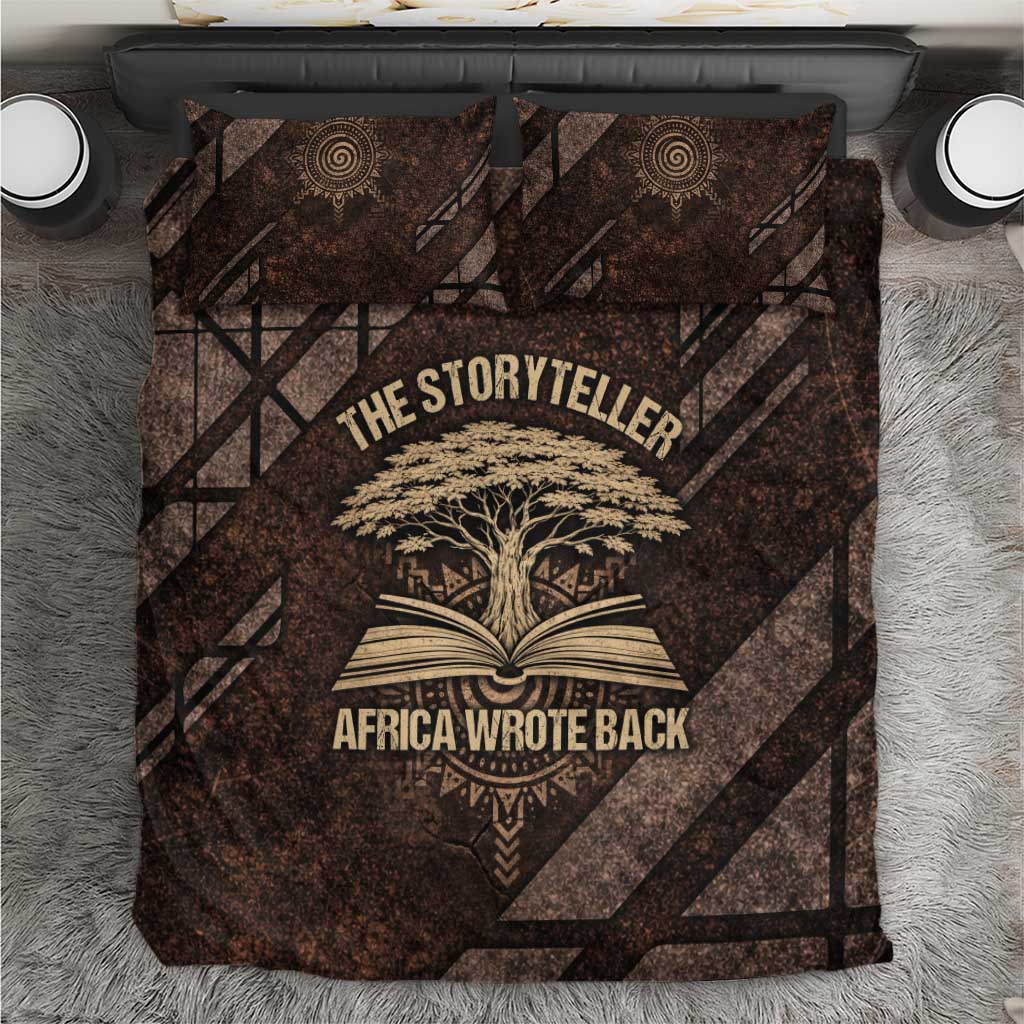 Chinua Achebe Bedding Set with Tribal Symbol Design, The Storyteller Quote and Africa Wrote Back - African Pride