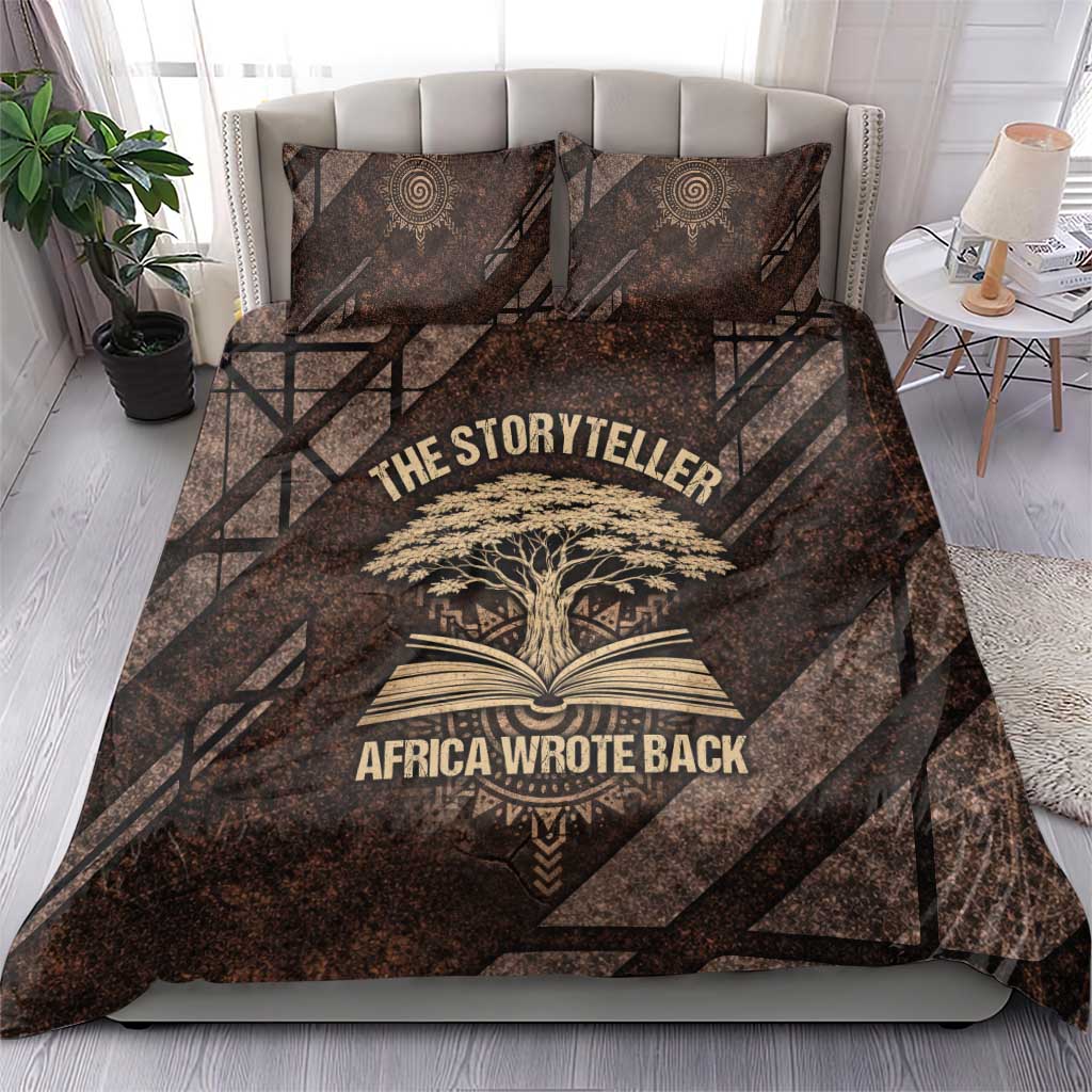 Chinua Achebe Bedding Set with Tribal Symbol Design, The Storyteller Quote and Africa Wrote Back - African Pride