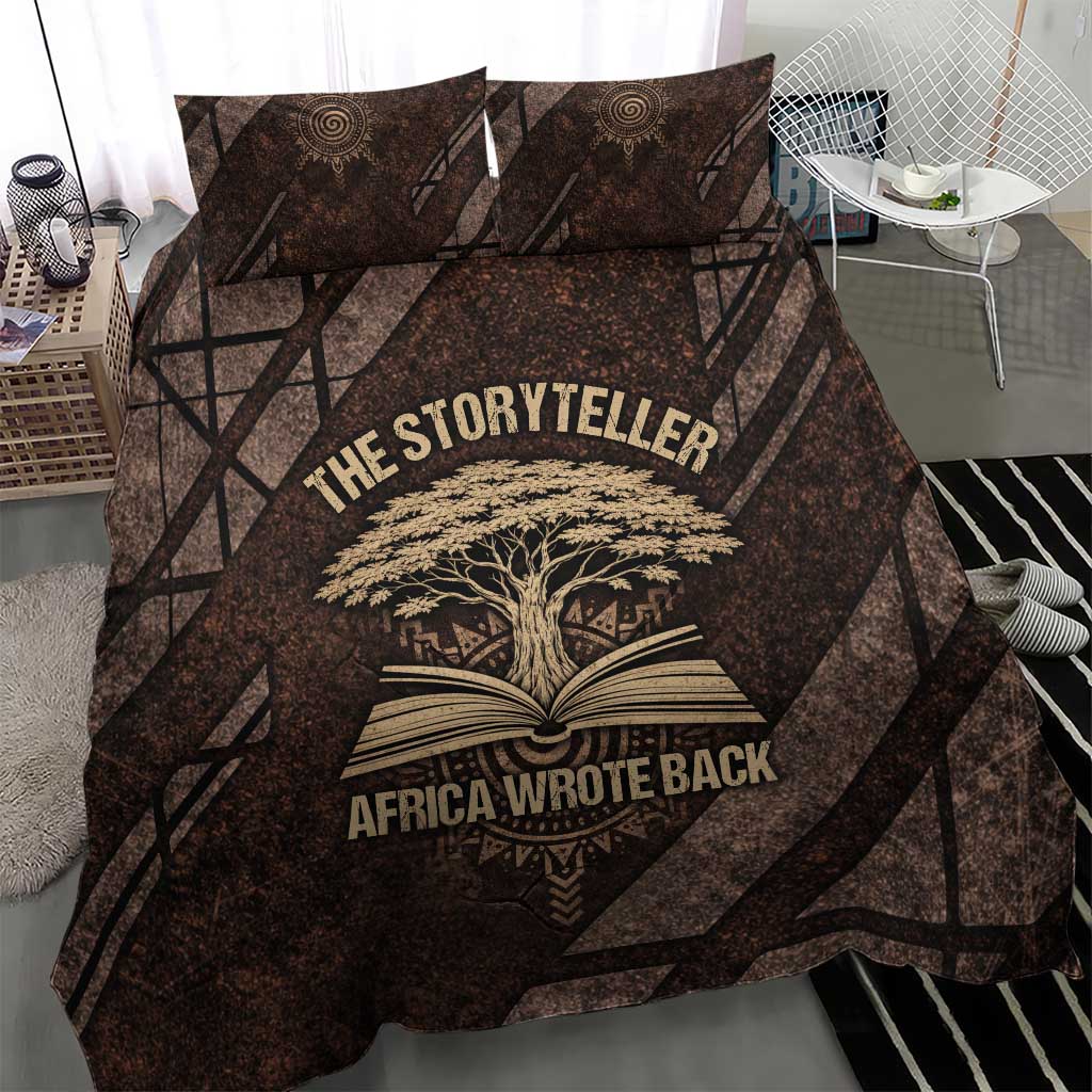 Chinua Achebe Bedding Set with Tribal Symbol Design, The Storyteller Quote and Africa Wrote Back - African Pride