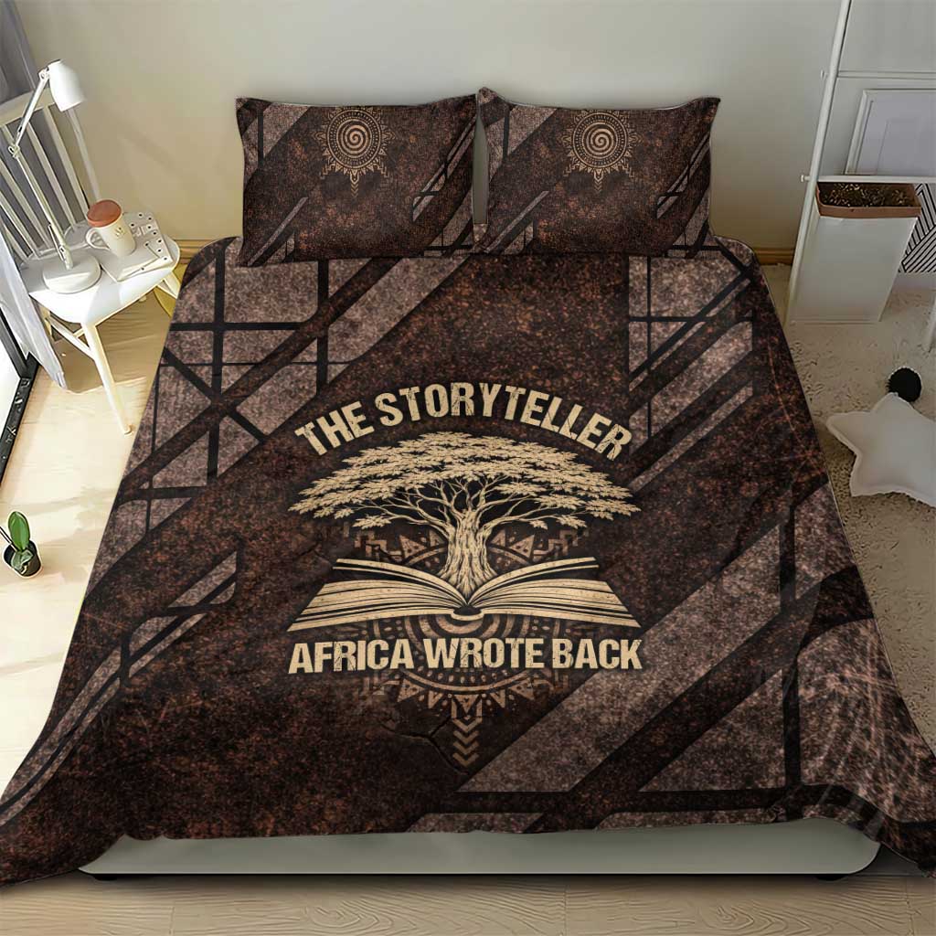 Chinua Achebe Bedding Set with Tribal Symbol Design, The Storyteller Quote and Africa Wrote Back - African Pride