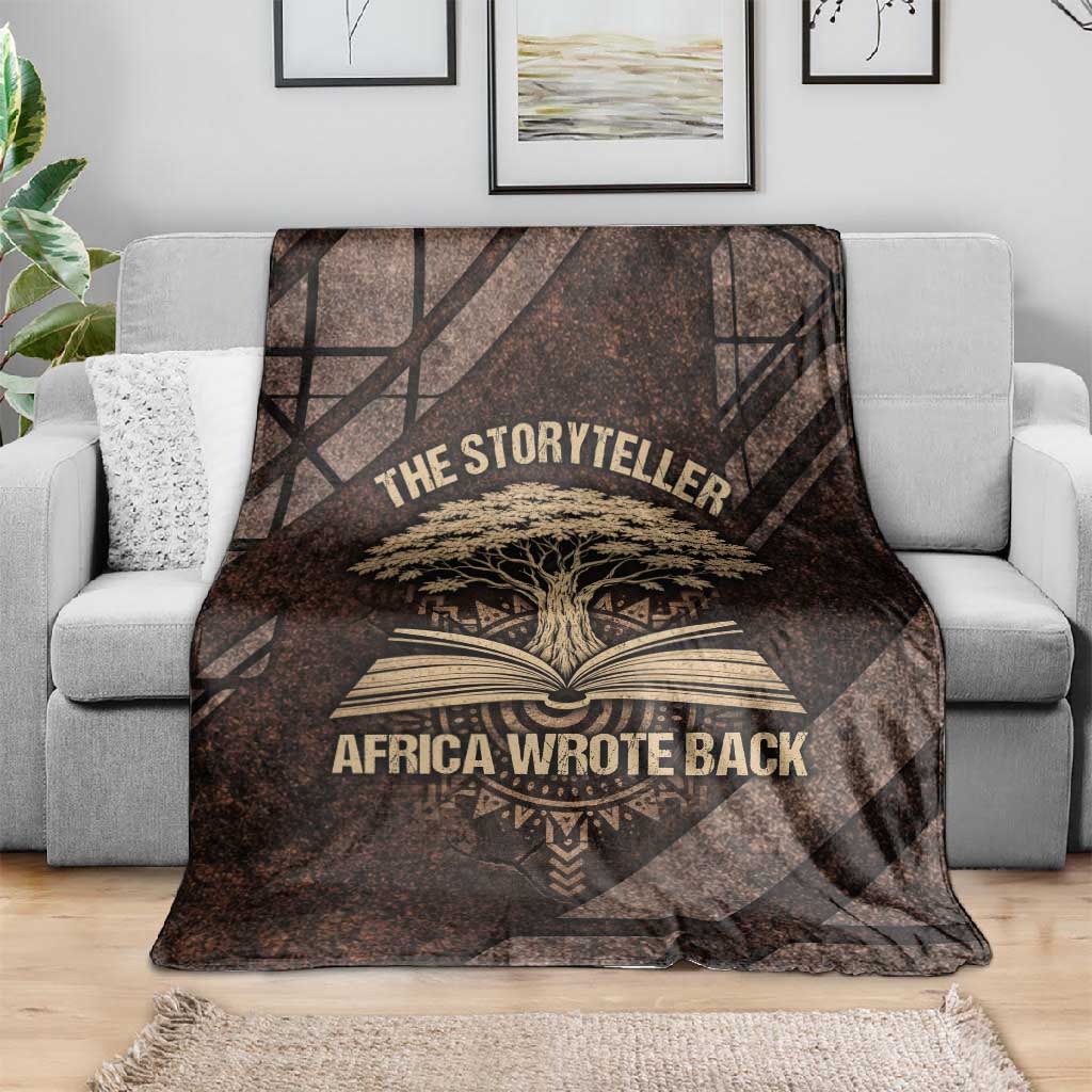 Chinua Achebe Blanket with Tribal Symbol Design, The Storyteller Quote and Africa Wrote Back - African Pride