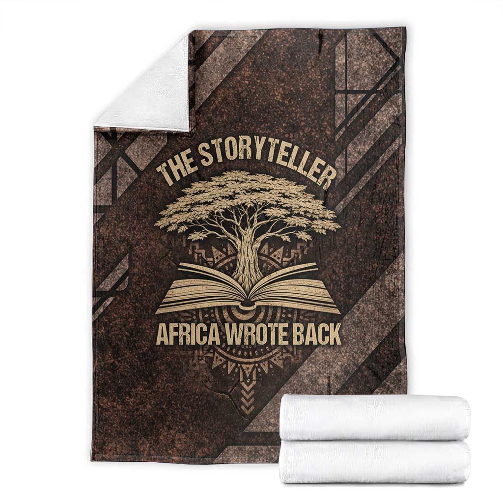 Chinua Achebe Blanket with Tribal Symbol Design, The Storyteller Quote and Africa Wrote Back - African Pride