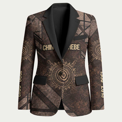 Chinua Achebe Blazer with Tribal Symbol Design, The Storyteller Quote and Africa Wrote Back - African Pride