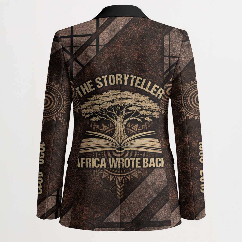 Chinua Achebe Blazer with Tribal Symbol Design, The Storyteller Quote and Africa Wrote Back - African Pride