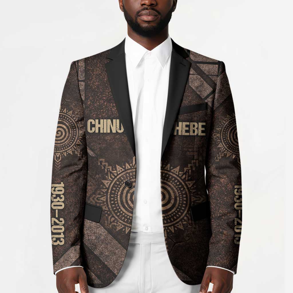 Chinua Achebe Blazer with Tribal Symbol Design, The Storyteller Quote and Africa Wrote Back - African Pride