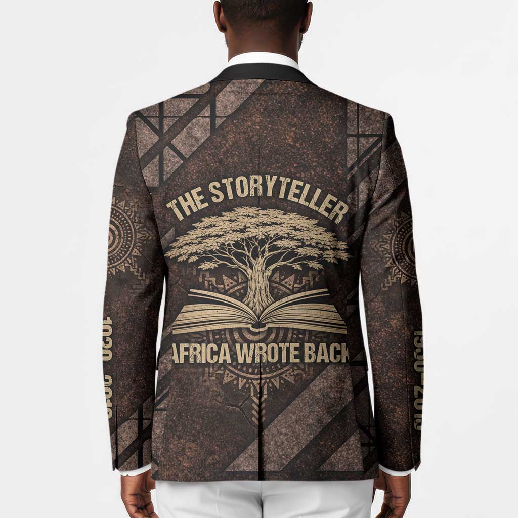 Chinua Achebe Blazer with Tribal Symbol Design, The Storyteller Quote and Africa Wrote Back - African Pride