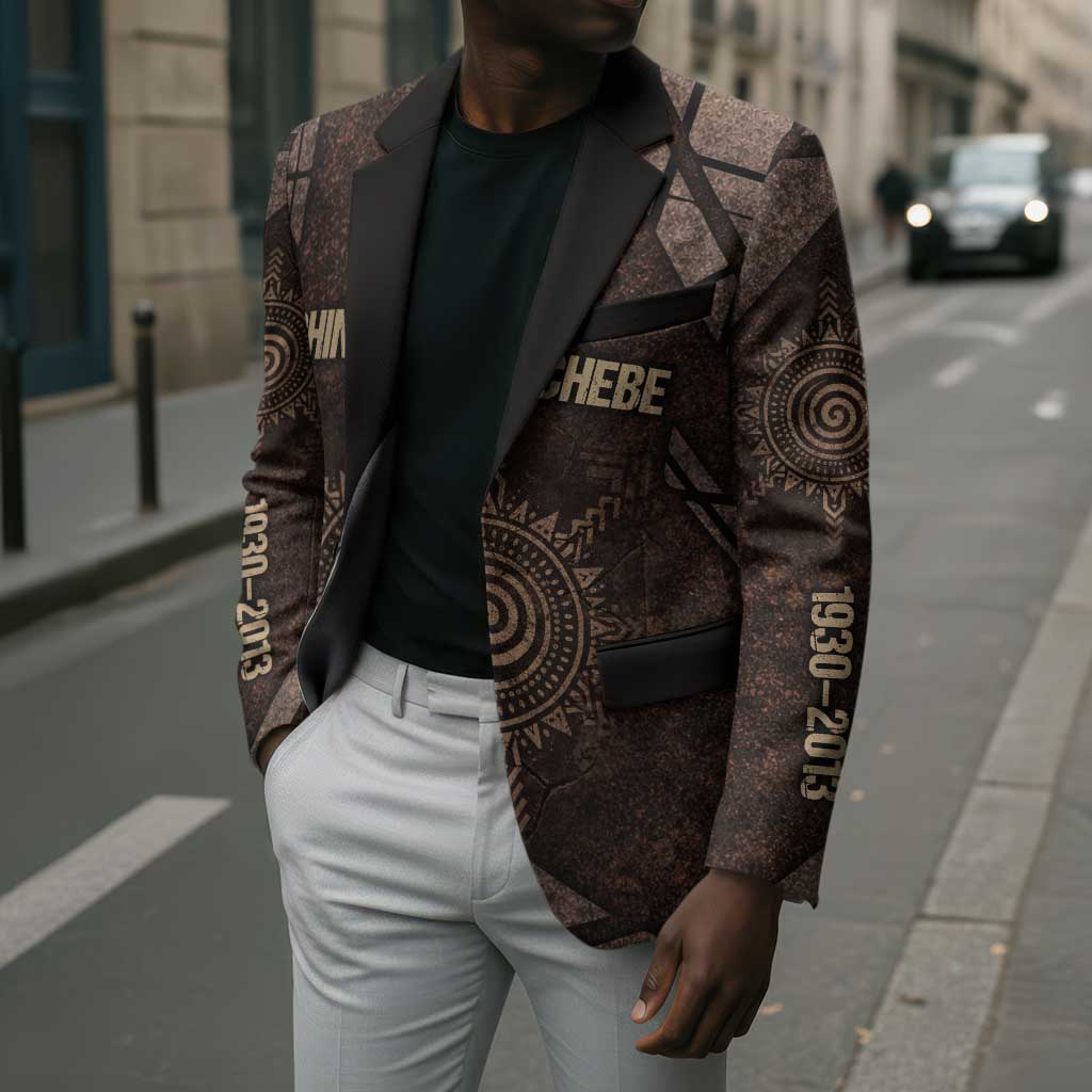 Chinua Achebe Blazer with Tribal Symbol Design, The Storyteller Quote and Africa Wrote Back - African Pride