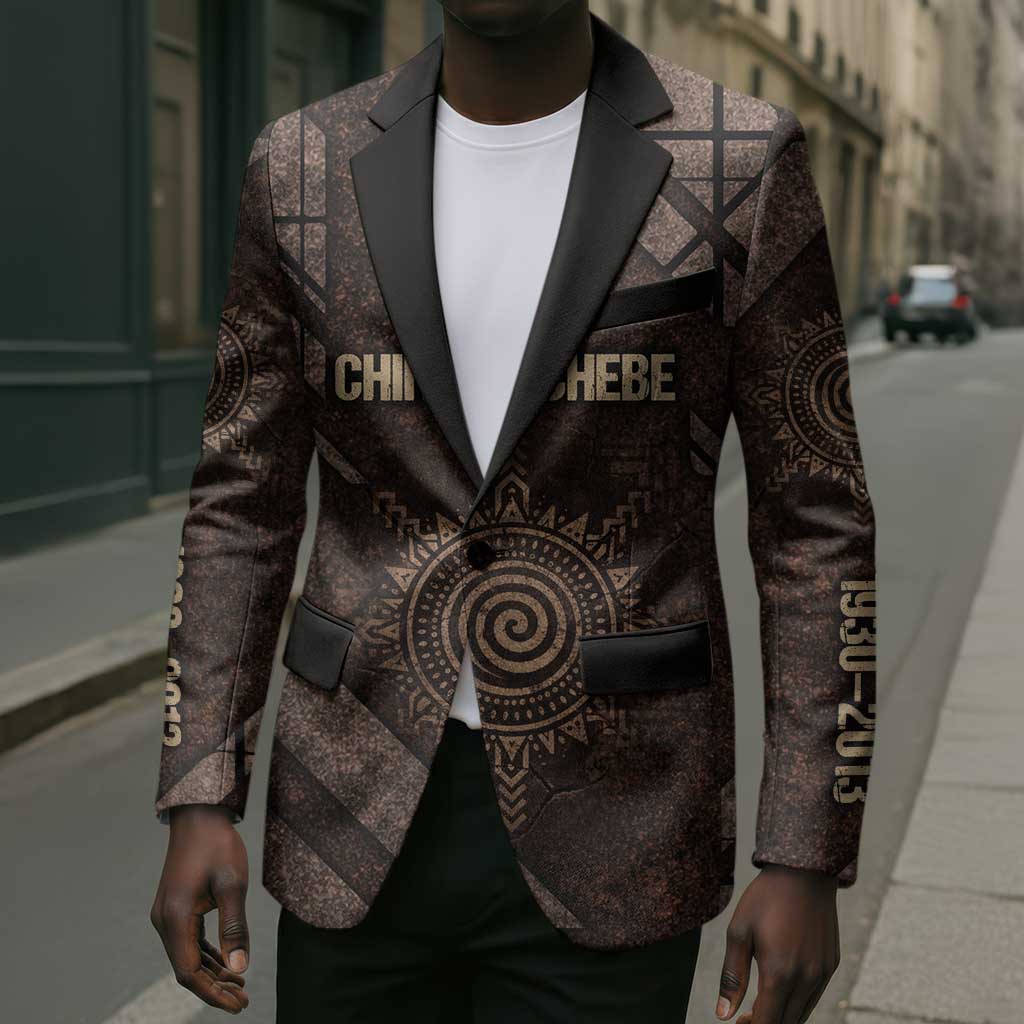 Chinua Achebe Blazer with Tribal Symbol Design, The Storyteller Quote and Africa Wrote Back - African Pride