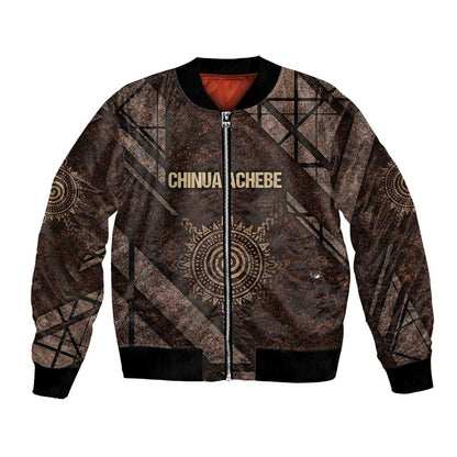 Chinua Achebe Bomber Jacket with Tribal Symbol Design, The Storyteller Quote and Africa Wrote Back - African Pride