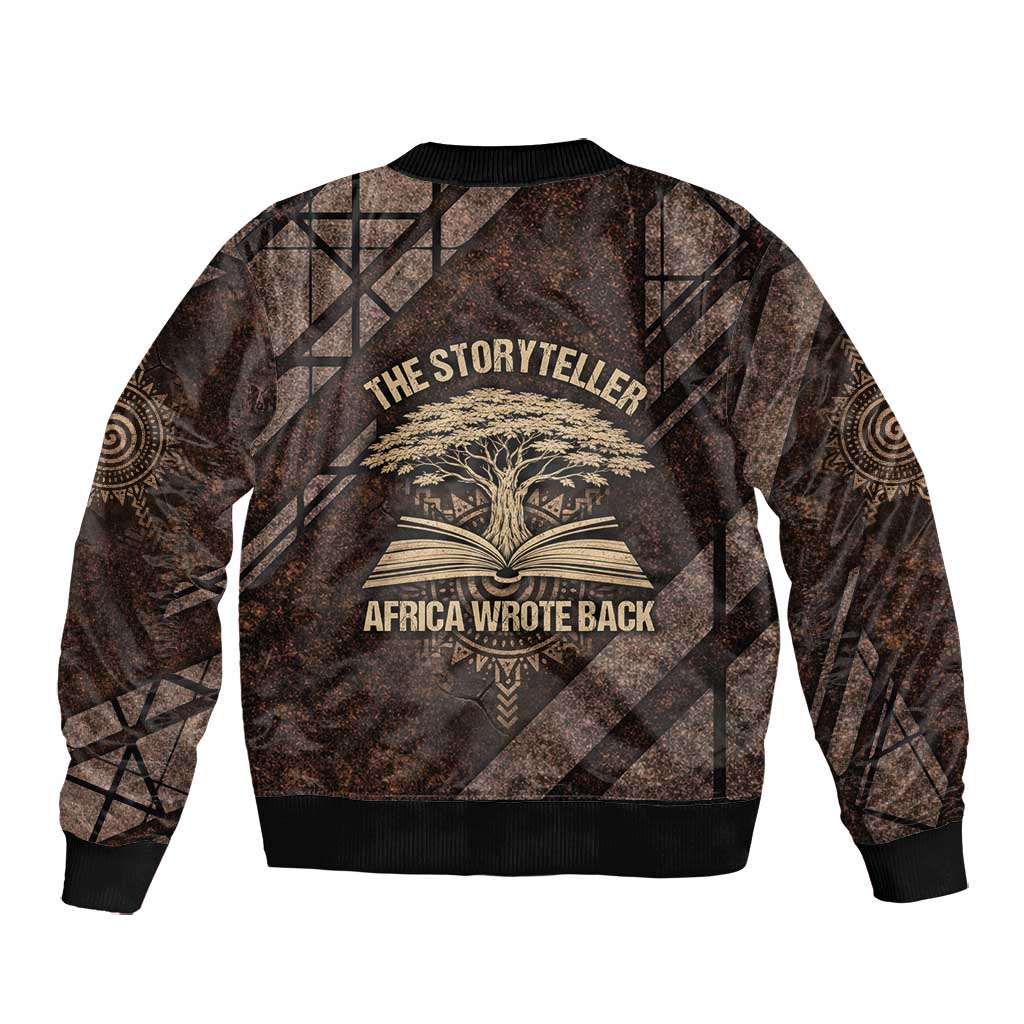Chinua Achebe Bomber Jacket with Tribal Symbol Design, The Storyteller Quote and Africa Wrote Back - African Pride