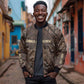 Chinua Achebe Bomber Jacket with Tribal Symbol Design, The Storyteller Quote and Africa Wrote Back - African Pride