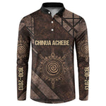 Chinua Achebe Button Sweatshirt with Tribal Symbol Design, The Storyteller Quote and Africa Wrote Back