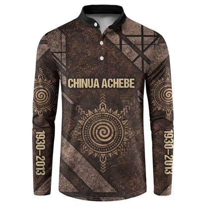 Chinua Achebe Button Sweatshirt with Tribal Symbol Design, The Storyteller Quote and Africa Wrote Back