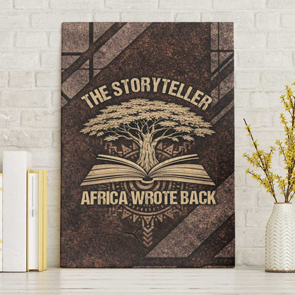 Chinua Achebe Canvas Wall Art with Tribal Symbol Design, The Storyteller Quote and Africa Wrote Back - African Pride