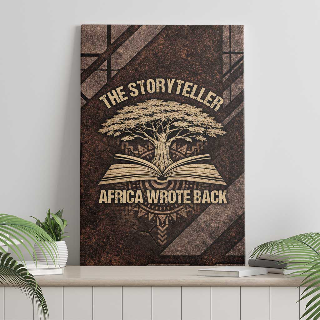 Chinua Achebe Canvas Wall Art with Tribal Symbol Design, The Storyteller Quote and Africa Wrote Back - African Pride