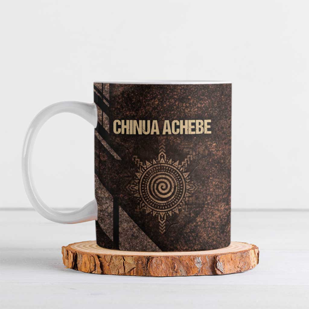 Chinua Achebe Ceramic Mug with Tribal Symbol Design, The Storyteller Quote and Africa Wrote Back - African Pride
