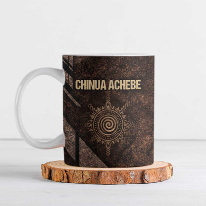Chinua Achebe Ceramic Mug with Tribal Symbol Design, The Storyteller Quote and Africa Wrote Back - African Pride