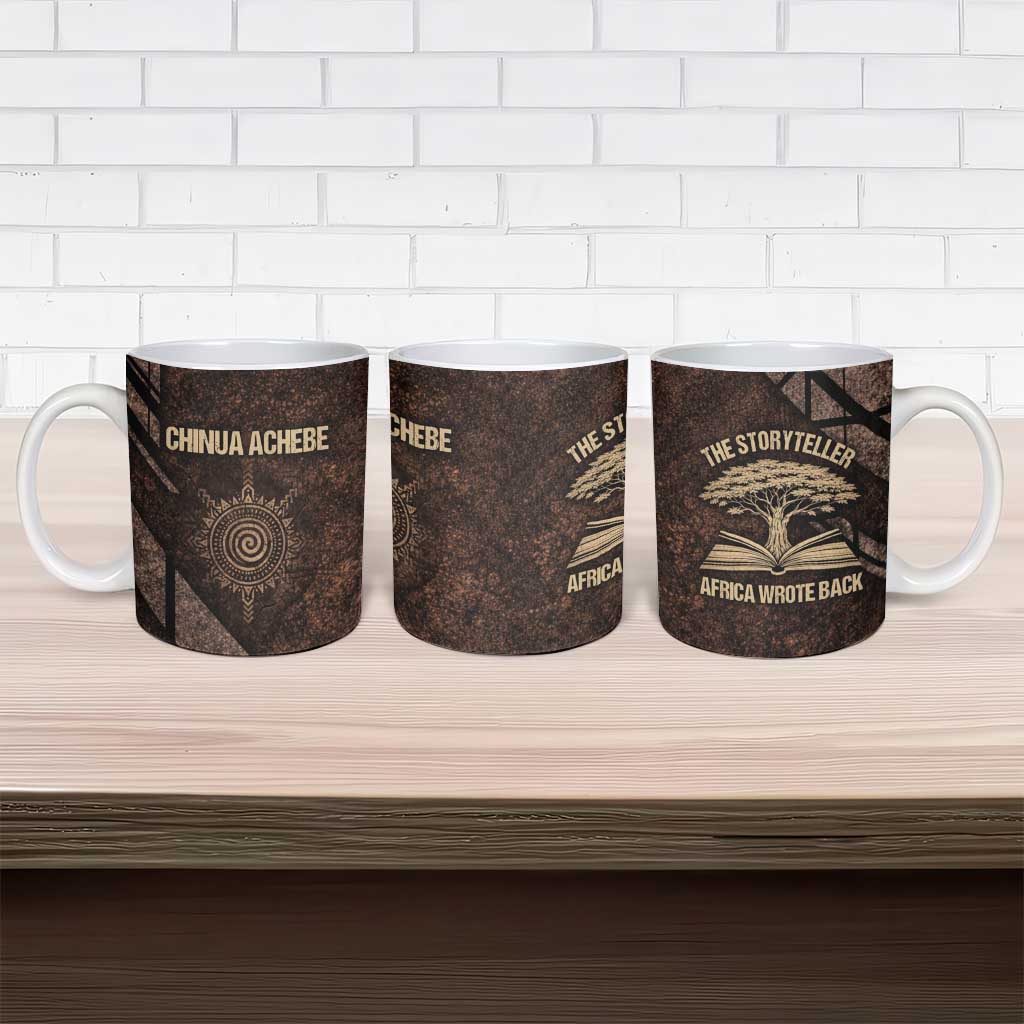 Chinua Achebe Ceramic Mug with Tribal Symbol Design, The Storyteller Quote and Africa Wrote Back - African Pride