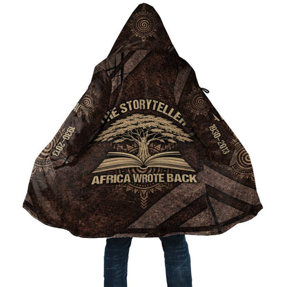 Chinua Achebe Cloak with Tribal Symbol Design, The Storyteller Quote and Africa Wrote Back - African Pride
