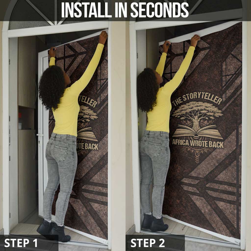 Chinua Achebe Door Cover with Tribal Symbol Design, The Storyteller Quote and Africa Wrote Back - African Pride