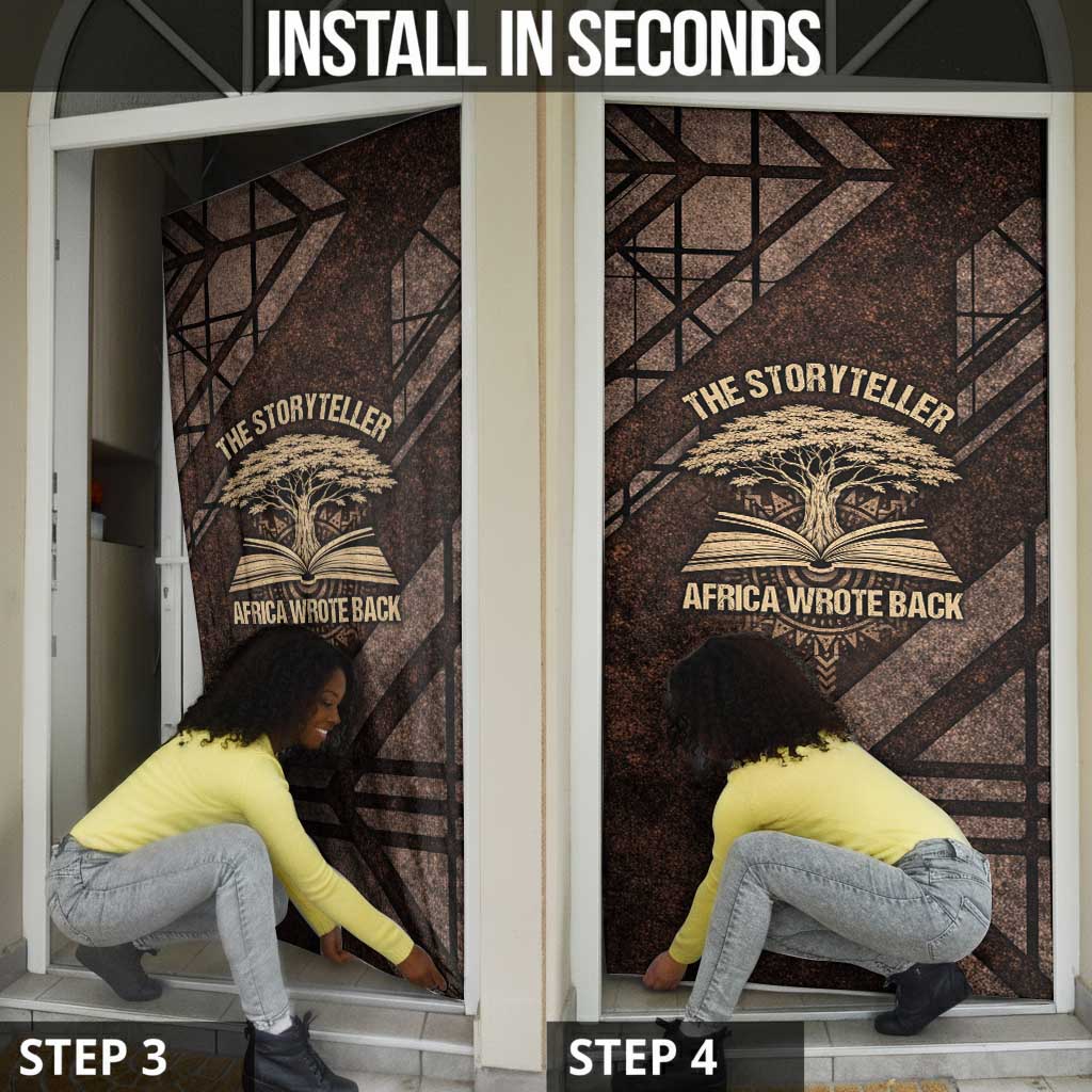 Chinua Achebe Door Cover with Tribal Symbol Design, The Storyteller Quote and Africa Wrote Back - African Pride