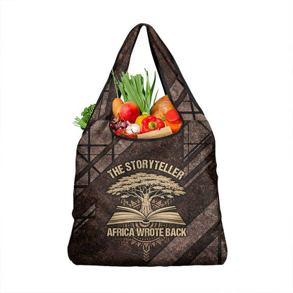 Chinua Achebe Grocery Bag with Tribal Symbol Design, The Storyteller Quote and Africa Wrote Back - African Pride
