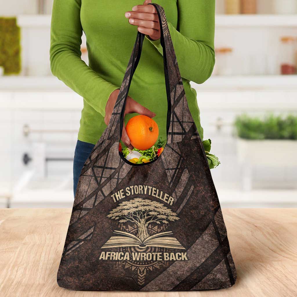 Chinua Achebe Grocery Bag with Tribal Symbol Design, The Storyteller Quote and Africa Wrote Back - African Pride