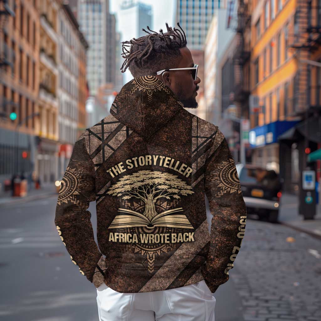 Chinua Achebe Hoodie with Tribal Symbol Design, The Storyteller Quote and Africa Wrote Back - African Pride