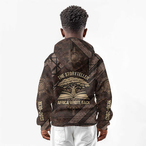 Chinua Achebe Kid Hoodie with Tribal Symbol Design, The Storyteller Quote and Africa Wrote Back - African Pride