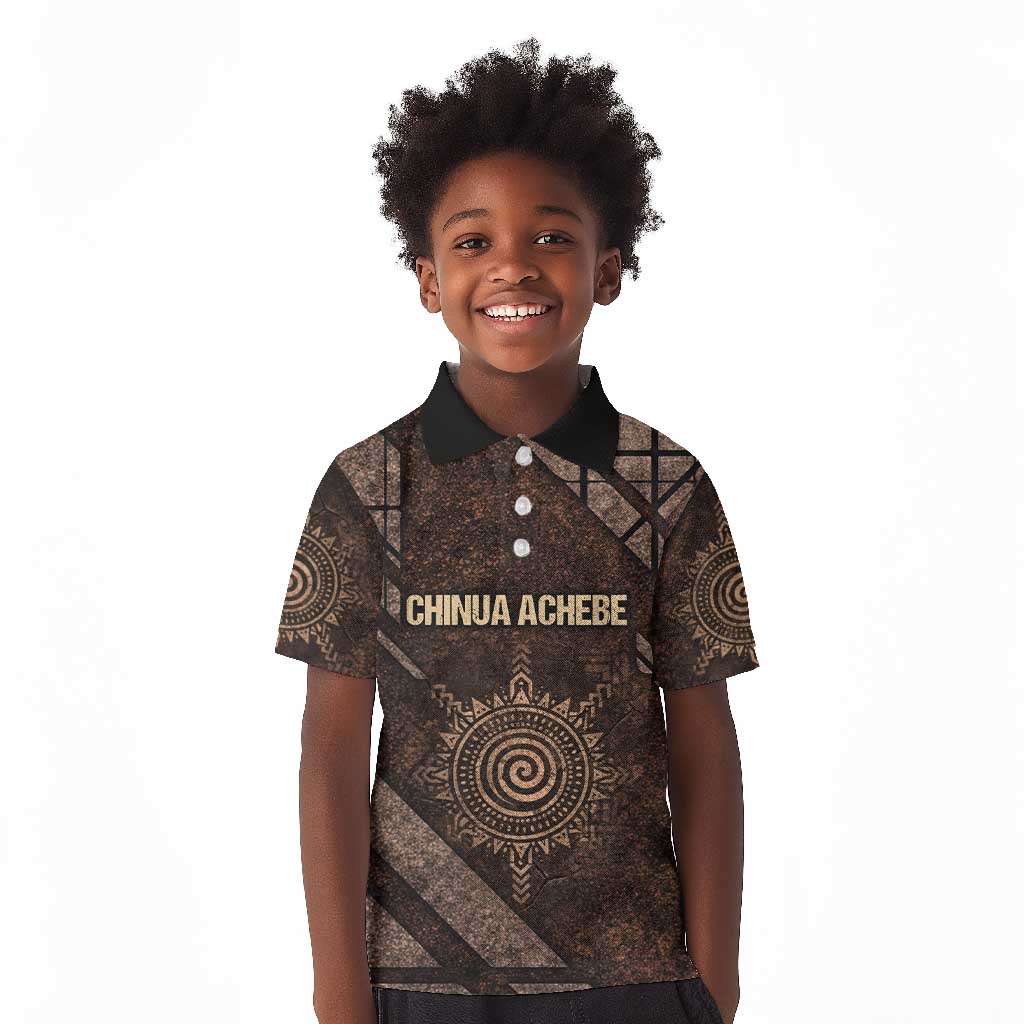 Chinua Achebe Kid Polo Shirt with Tribal Symbol Design, The Storyteller Quote and Africa Wrote Back - African Pride