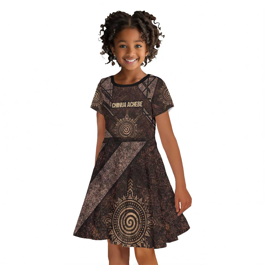 Chinua Achebe Kid Short Sleeve Dress with Tribal Symbol Design, The Storyteller Quote and Africa Wrote Back - African Pride