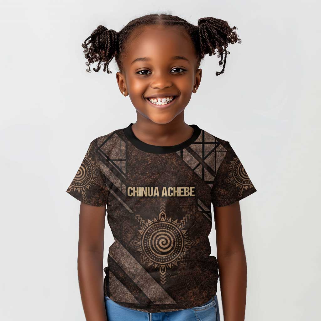 Chinua Achebe Kid T shirt with Tribal Symbol Design, The Storyteller Quote and Africa Wrote Back - African Pride