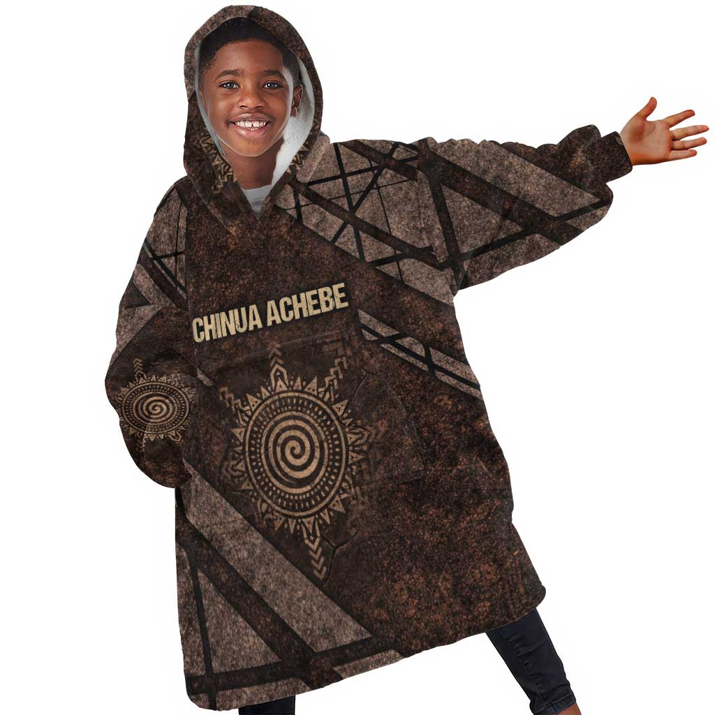 Chinua Achebe Kid Wearable Blanket Hoodie with Tribal Symbol Design, The Storyteller Quote and Africa Wrote Back - African Pride