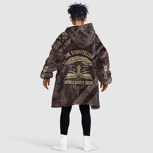 Chinua Achebe Kid Wearable Blanket Hoodie with Tribal Symbol Design, The Storyteller Quote and Africa Wrote Back - African Pride