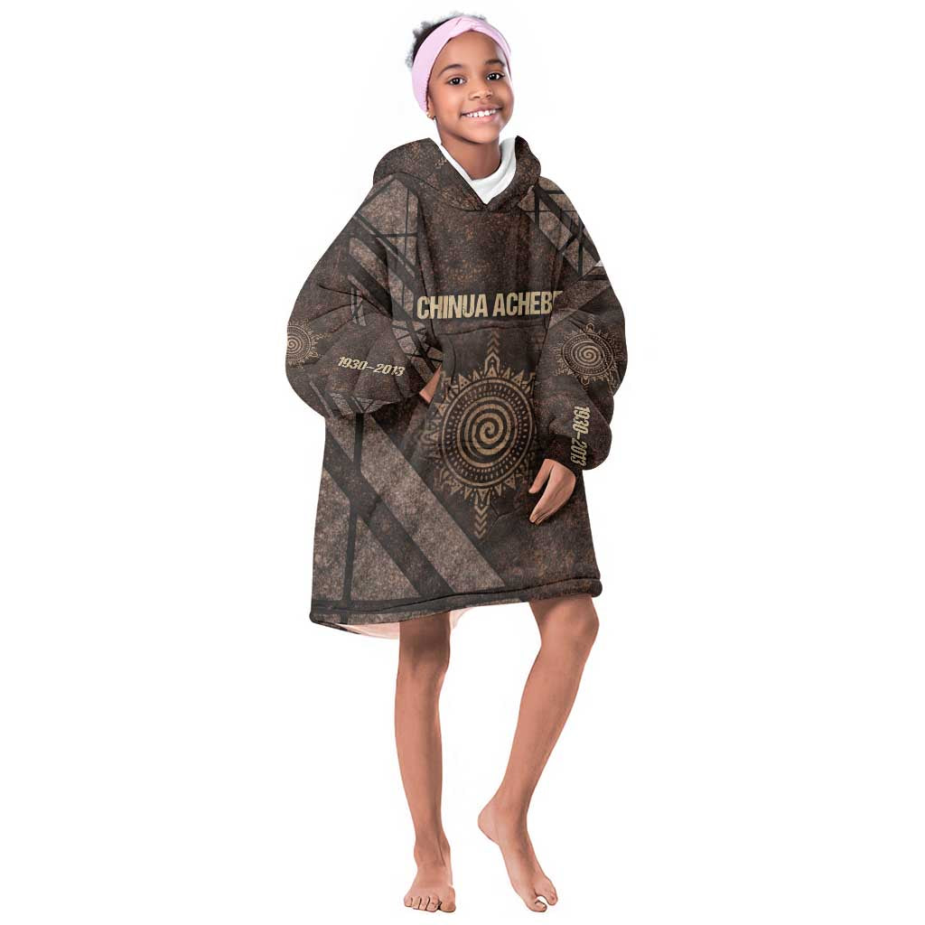 Chinua Achebe Kid Wearable Blanket Hoodie with Tribal Symbol Design, The Storyteller Quote and Africa Wrote Back - African Pride
